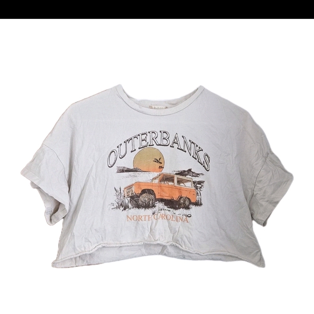 Altar'd State Outerbanks Graphic Crop Top - White and Orange